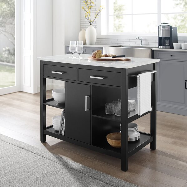 Ebern Designs Kutztown Kitchen Island with Manufactured Wood Top & Reviews | Wayfair